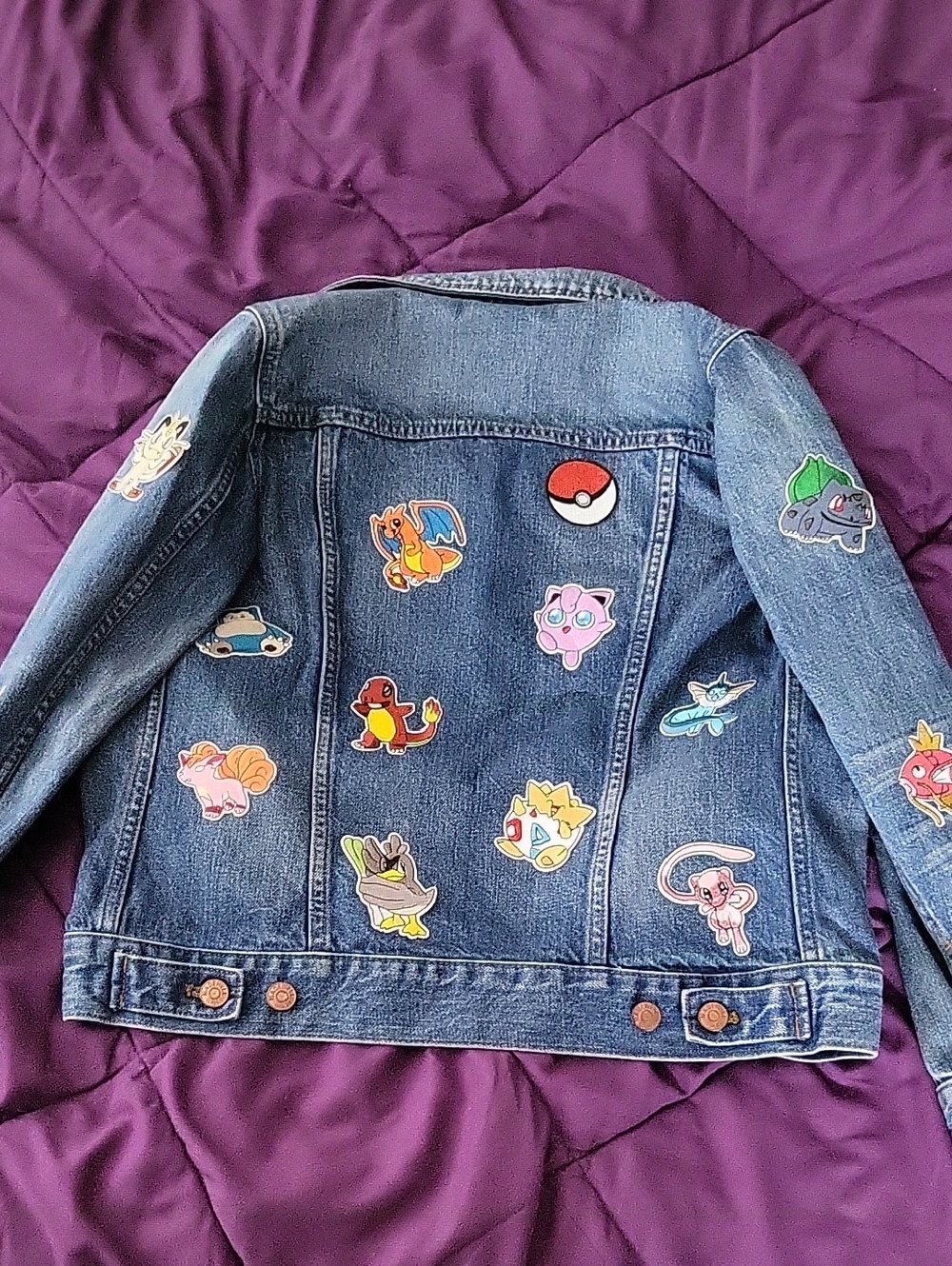 Madewell Blue Kids Jean Jacket with Colorful Pokémon Patches